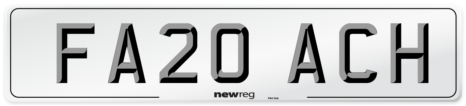 FA20 ACH Number Plate from New Reg